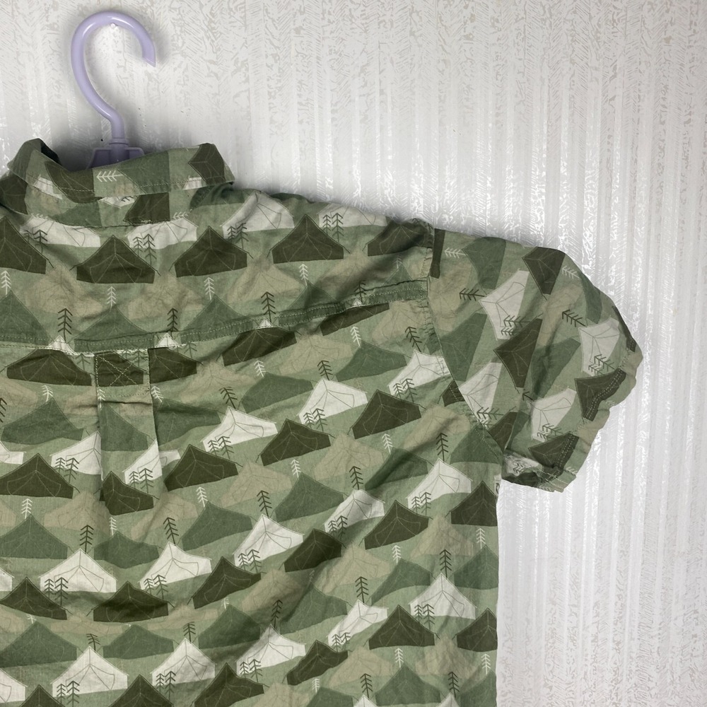 Eddie Bauer Mens Green Short Sleeve Baja Tent Print Button Down Shirt Size L - Picture 8 of 16